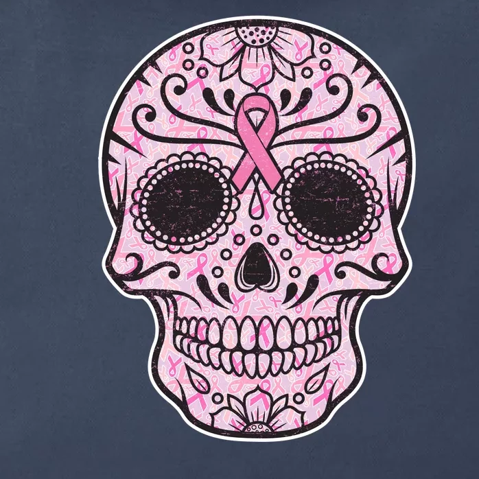 Breast Cancer Sugar Skull Day Of The Dead Dia De Los Muertos Zip Tote Bag