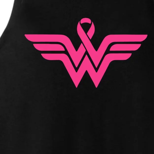 Breast Cancer Superhero Ribbon Logo Ladies Tri-Blend Wicking Tank