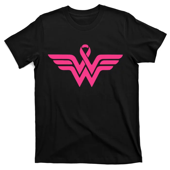 Breast Cancer Superhero Ribbon Logo T-Shirt