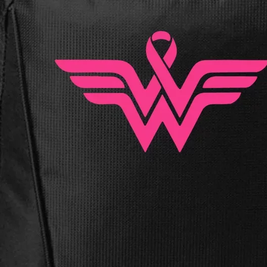 Breast Cancer Superhero Ribbon Logo City Backpack