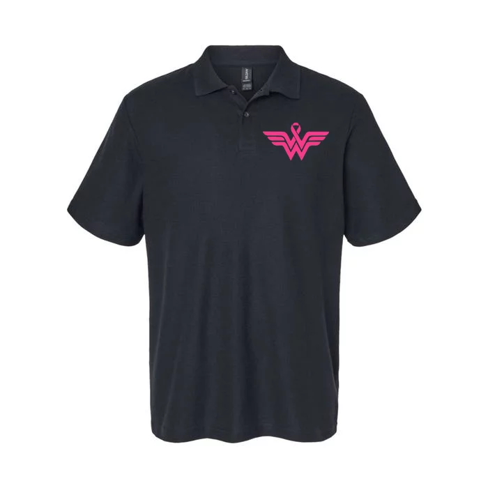 Breast Cancer Superhero Ribbon Logo Softstyle Adult Sport Polo