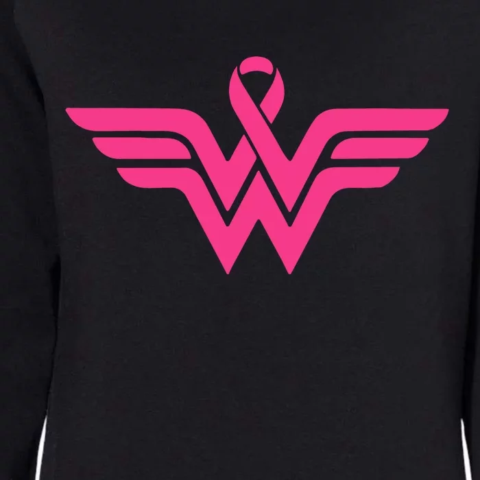 Breast Cancer Superhero Ribbon Logo Womens California Wash Sweatshirt