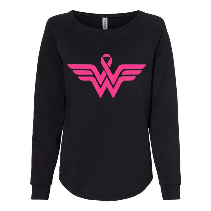 Breast Cancer Superhero Ribbon Logo Womens California Wash Sweatshirt