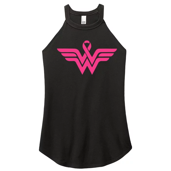 Breast Cancer Superhero Ribbon Logo Women’s Perfect Tri Rocker Tank