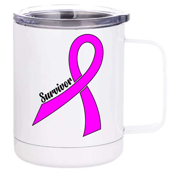 Breast Cancer Survivor Front & Back 12oz Stainless Steel Tumbler Cup