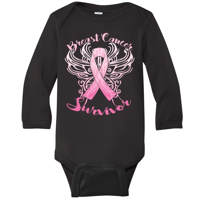 Breast Cancer Survivor Awareness Baby Long Sleeve Bodysuit