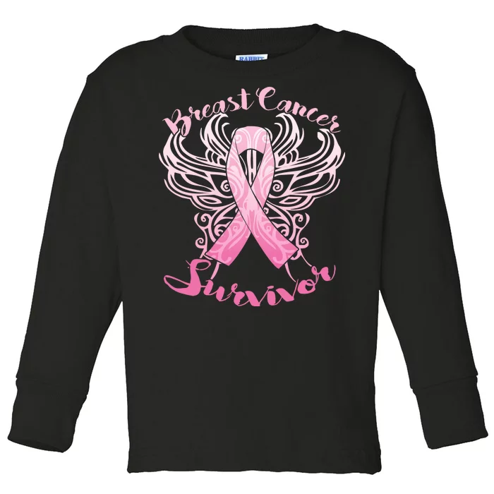 Breast Cancer Survivor Awareness Toddler Long Sleeve Shirt