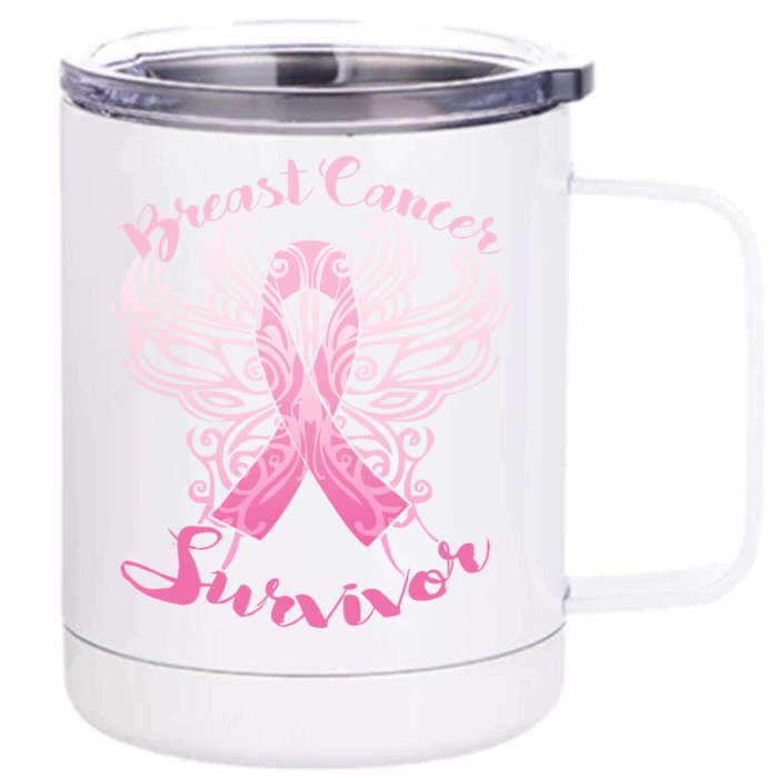 Breast Cancer Survivor Awareness Front & Back 12oz Stainless Steel Tumbler Cup