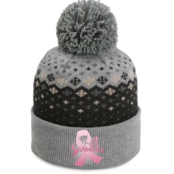 Breast Cancer Survivor Butterfly The Baniff Cuffed Pom Beanie