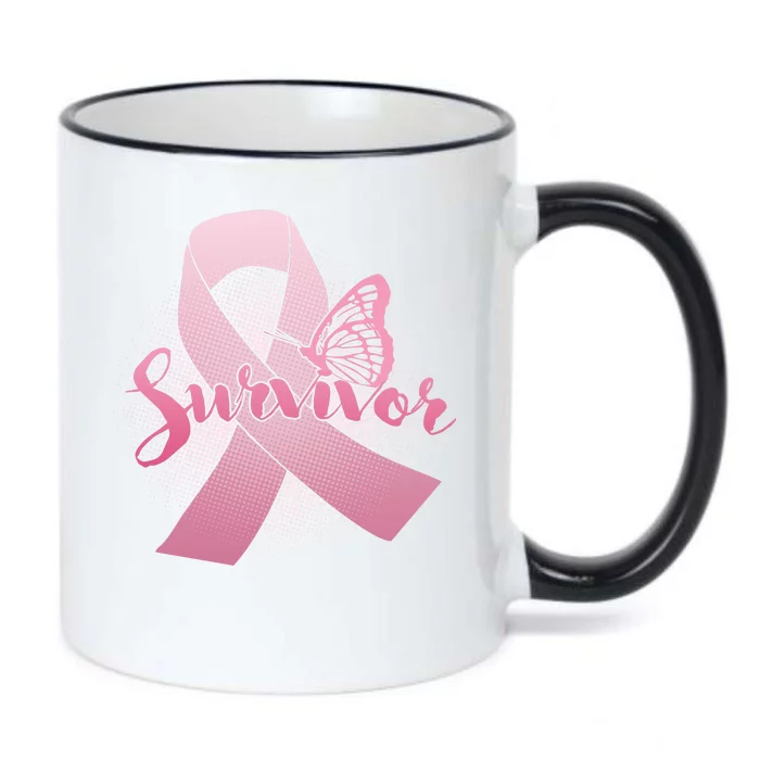 Breast Cancer Survivor Butterfly Black Color Changing Mug