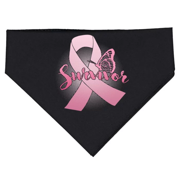 Breast Cancer Survivor Butterfly USA-Made Doggie Bandana