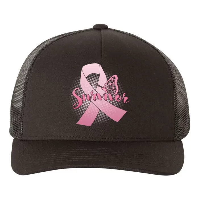 Breast Cancer Survivor Butterfly Yupoong Adult 5-Panel Trucker Hat