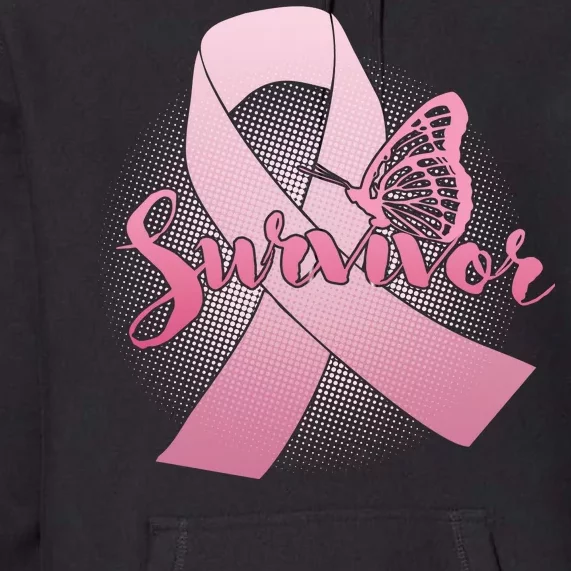 Breast Cancer Survivor Butterfly Premium Hoodie