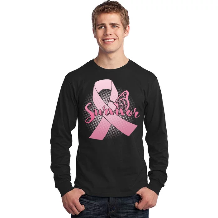 Breast Cancer Survivor Butterfly Tall Long Sleeve T-Shirt