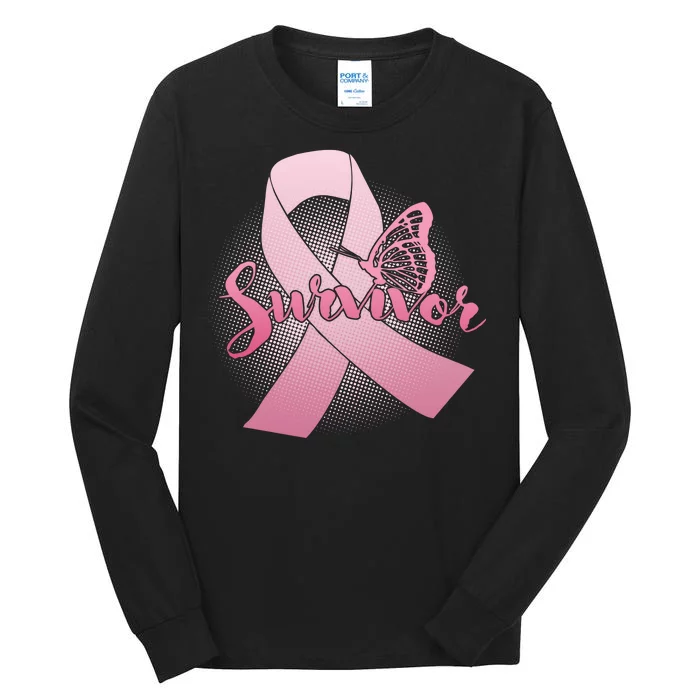 Breast Cancer Survivor Butterfly Tall Long Sleeve T-Shirt