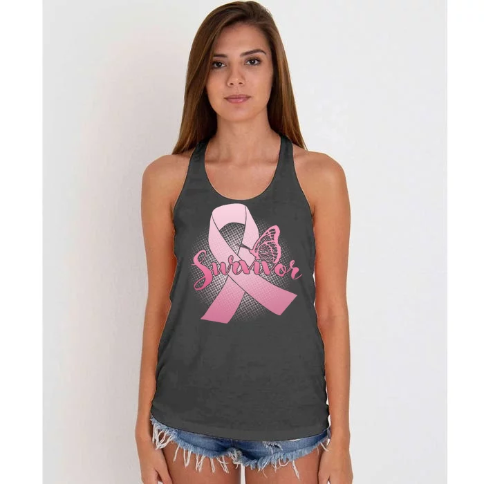 Breast Cancer Survivor Butterfly Women's Knotted Racerback Tank