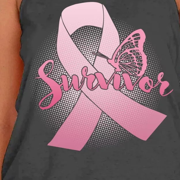 Breast Cancer Survivor Butterfly Women's Knotted Racerback Tank