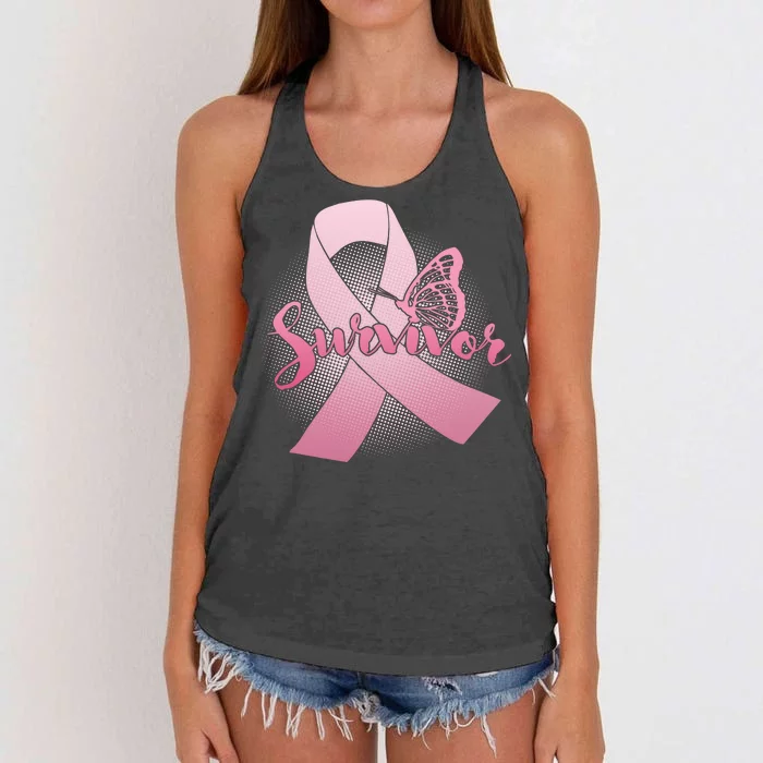 Breast Cancer Survivor Butterfly Women's Knotted Racerback Tank