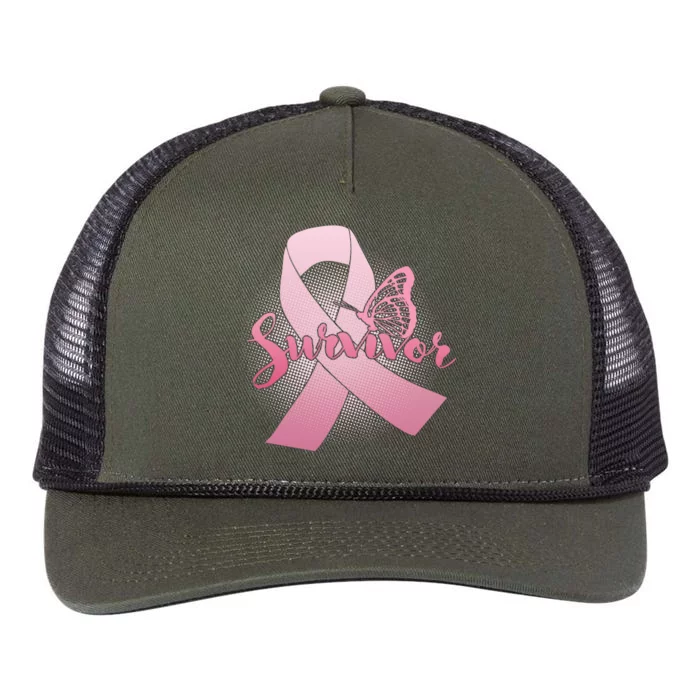 Breast Cancer Survivor Butterfly Retro Rope Trucker Hat Cap