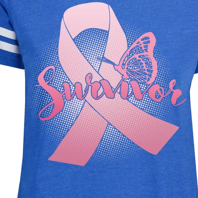 Breast Cancer Survivor Butterfly Enza Ladies Jersey Football T-Shirt