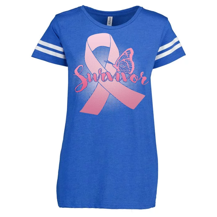 Breast Cancer Survivor Butterfly Enza Ladies Jersey Football T-Shirt