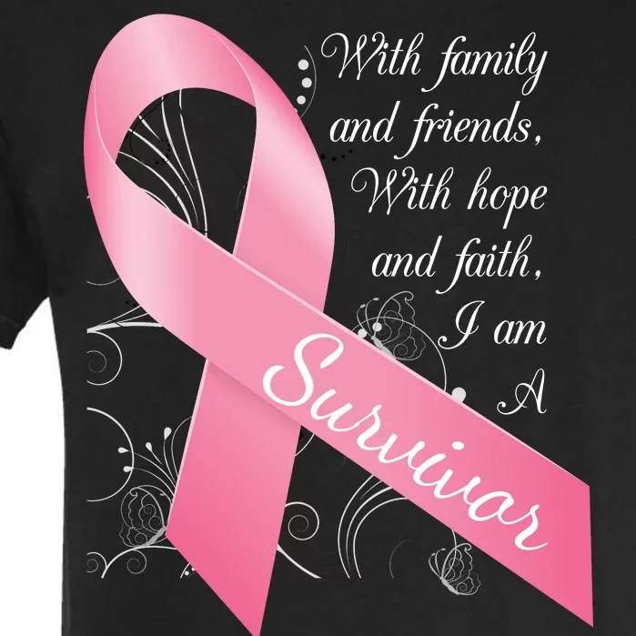 Breast Cancer Survivor Family Friends Hope Faith Garment-Dyed Heavyweight T-Shirt