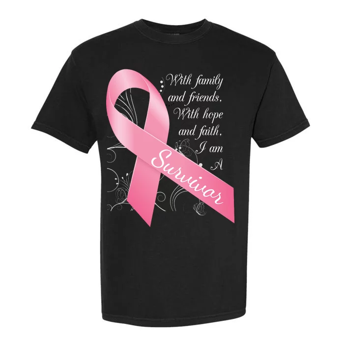 Breast Cancer Survivor Family Friends Hope Faith Garment-Dyed Heavyweight T-Shirt