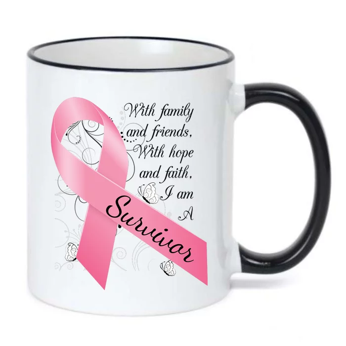 Breast Cancer Survivor Family Friends Hope Faith Black Color Changing Mug