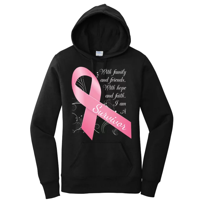 Breast Cancer Survivor Family Friends Hope Faith Women's Pullover Hoodie