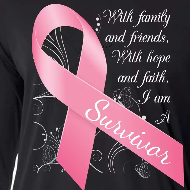 Breast Cancer Survivor Family Friends Hope Faith Cooling Performance Long Sleeve Crew