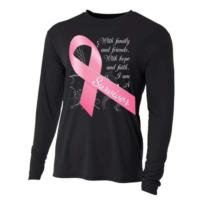 Breast Cancer Survivor Family Friends Hope Faith Cooling Performance Long Sleeve Crew