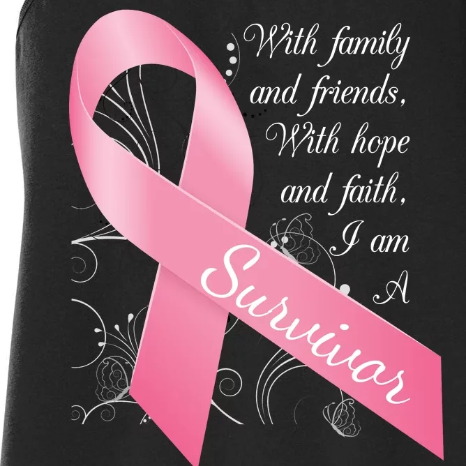 Breast Cancer Survivor Family Friends Hope Faith Women's Racerback Tank