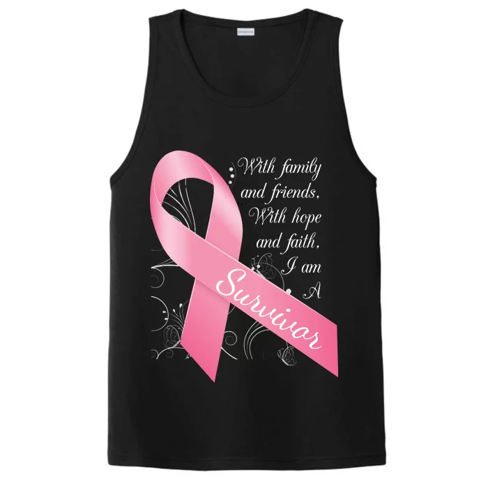 Breast Cancer Survivor Family Friends Hope Faith Performance Tank