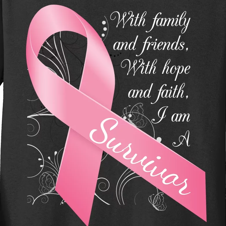 Breast Cancer Survivor Family Friends Hope Faith Kids Long Sleeve Shirt