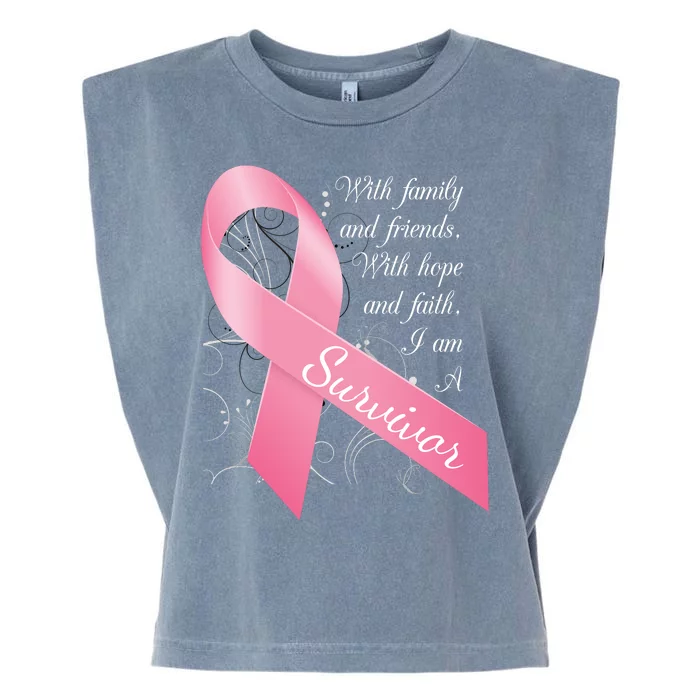 Breast Cancer Survivor Family Friends Hope Faith Garment-Dyed Women's Muscle Tee