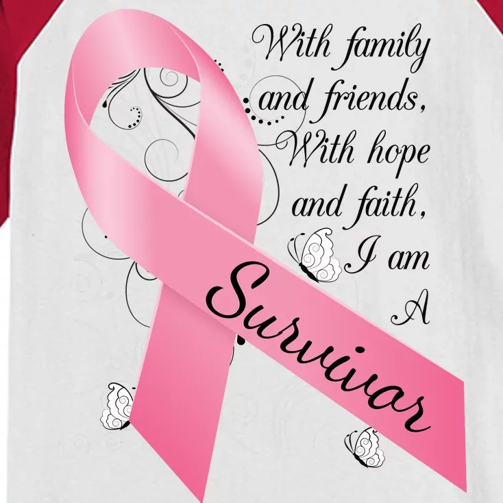 Breast Cancer Survivor Family Friends Hope Faith Kids Colorblock Raglan Jersey