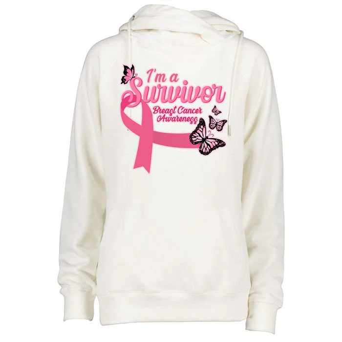 Breast Cancer Survivor Fighter Warrior Butterflies Womens Funnel Neck Pullover Hood