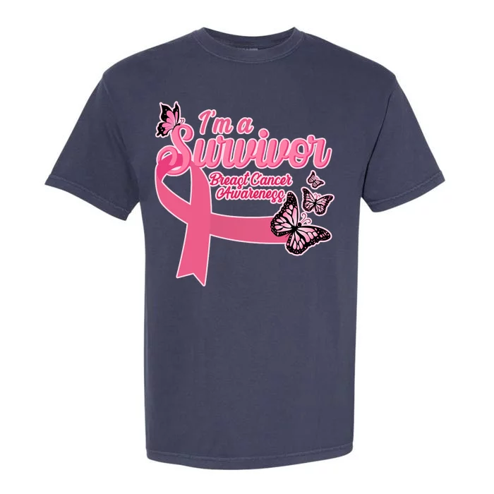 Breast Cancer Survivor Fighter Warrior Butterflies Garment-Dyed Heavyweight T-Shirt