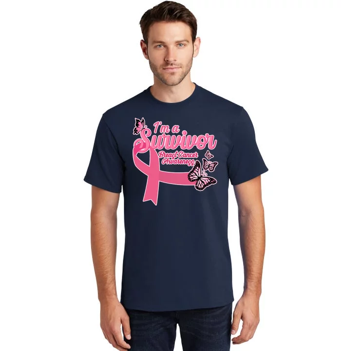 Breast Cancer Survivor Fighter Warrior Butterflies Tall T-Shirt