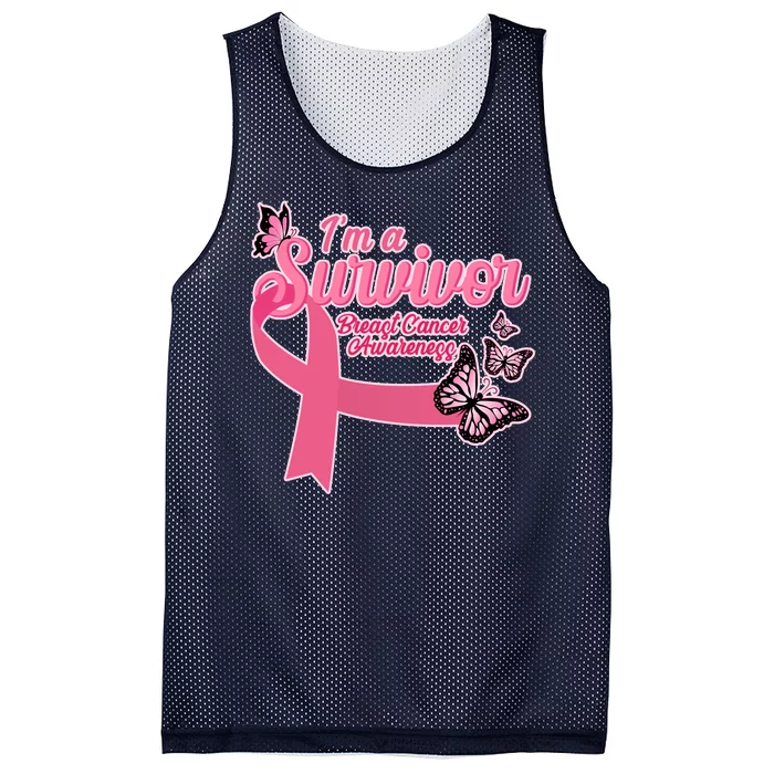 Breast Cancer Survivor Fighter Warrior Butterflies Mesh Reversible Basketball Jersey Tank