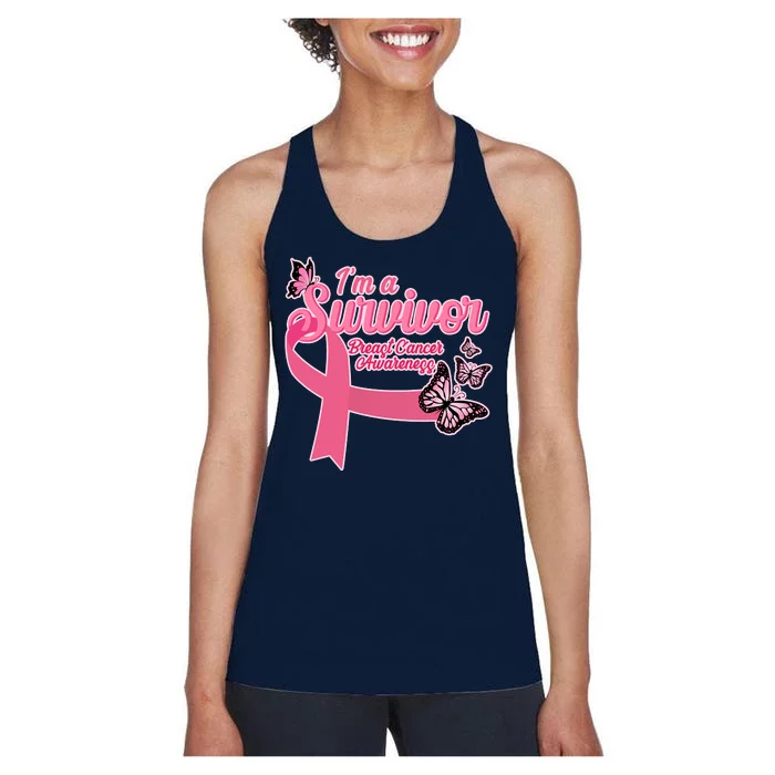 Breast Cancer Survivor Fighter Warrior Butterflies Women's Racerback Tank