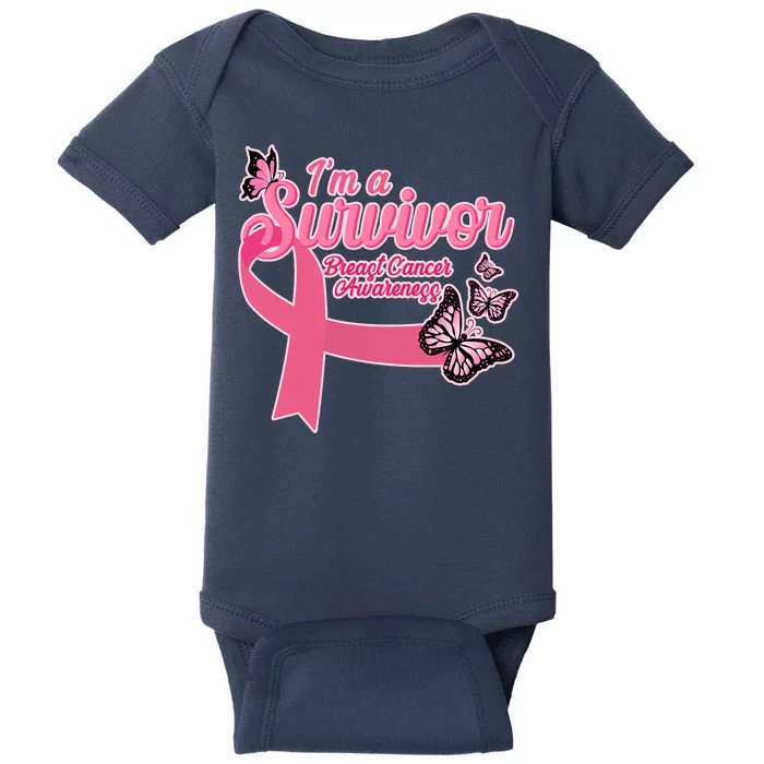 Breast Cancer Survivor Fighter Warrior Butterflies Baby Bodysuit