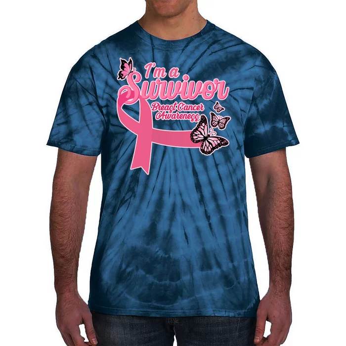 Breast Cancer Survivor Fighter Warrior Butterflies Tie-Dye T-Shirt