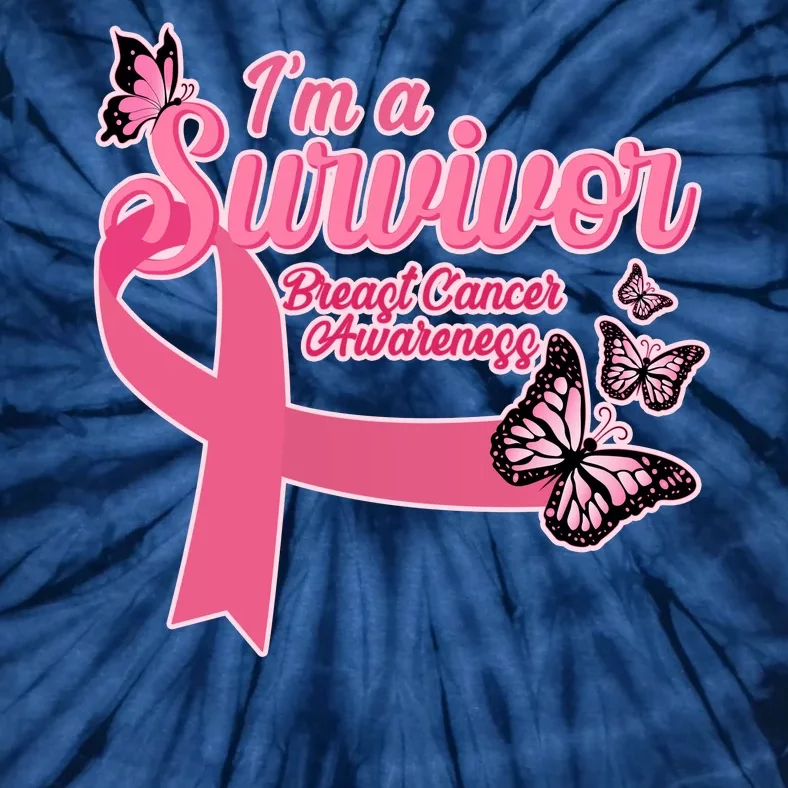 Breast Cancer Survivor Fighter Warrior Butterflies Tie-Dye T-Shirt