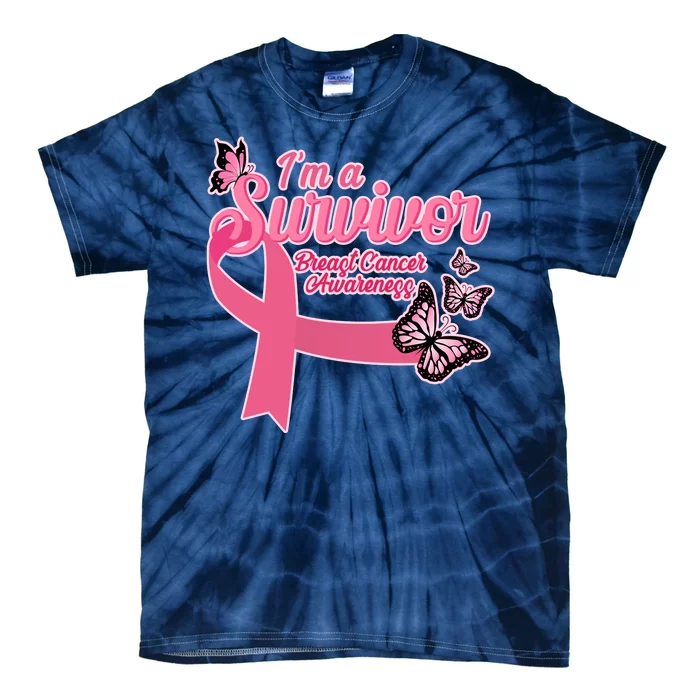 Breast Cancer Survivor Fighter Warrior Butterflies Tie-Dye T-Shirt