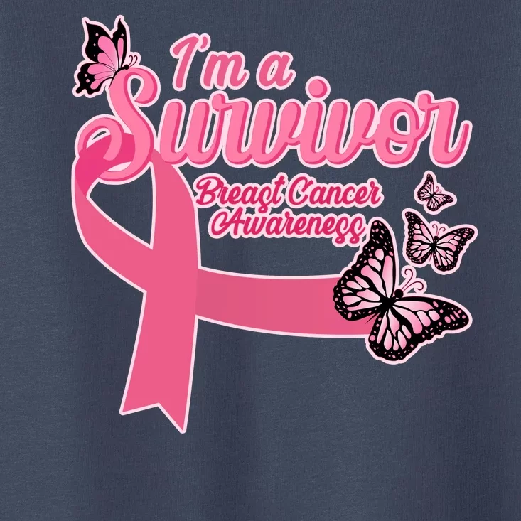 Breast Cancer Survivor Fighter Warrior Butterflies Toddler T-Shirt