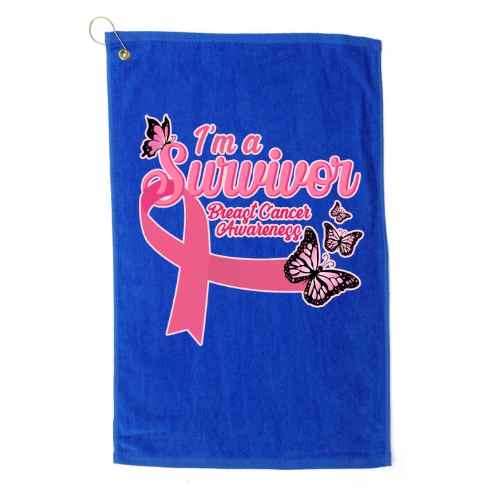 Breast Cancer Survivor Fighter Warrior Butterflies Platinum Collection Golf Towel