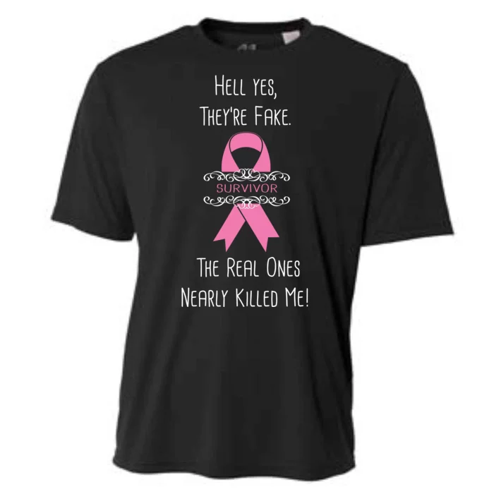 Breast Cancer Survivor Hell Yes They're Fake Cooling Performance Crew T-Shirt