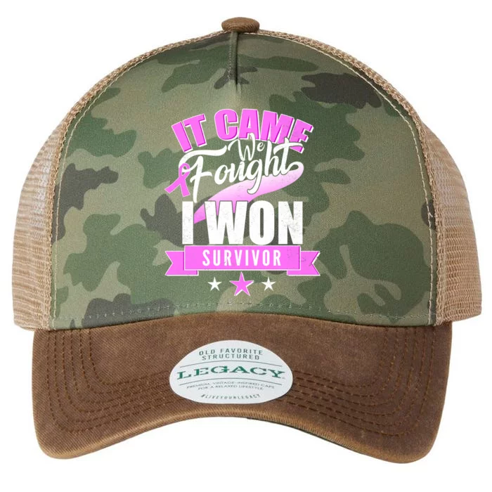 Breast Cancer Survivor It Came We Fought I Won Legacy Tie Dye Trucker Hat