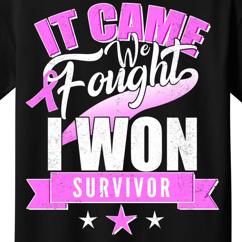 Breast Cancer Survivor It Came We Fought I Won Kids T-Shirt